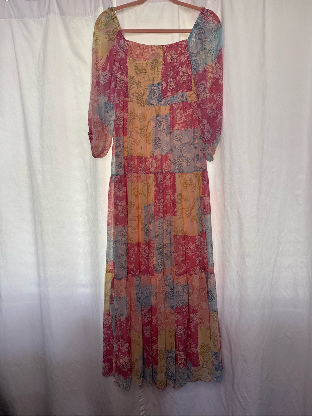 Taylor Pink Multi Patchwork Floral Maxi Dress - Picture 5 of 7